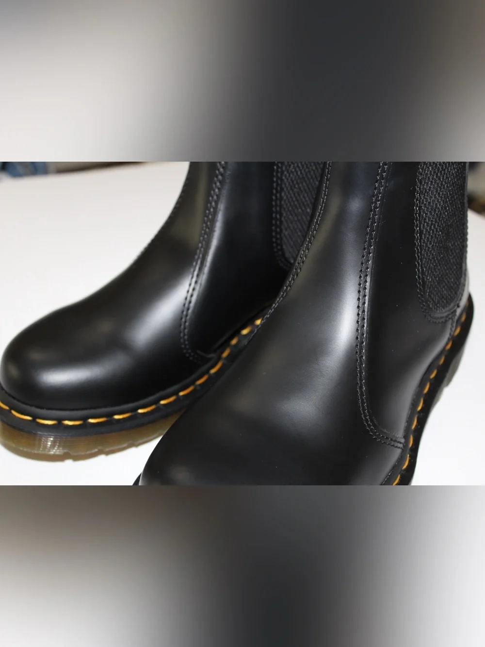 Dr. Martens 2976 Yellow Stitch Smooth Leather Chelsea Boots